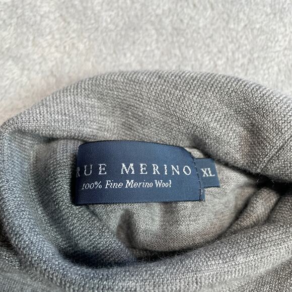 True Merino Sweater Mens Extra Large Grey Turtleneck Classic Luxury Soft Fitted - Picture 3 of 8